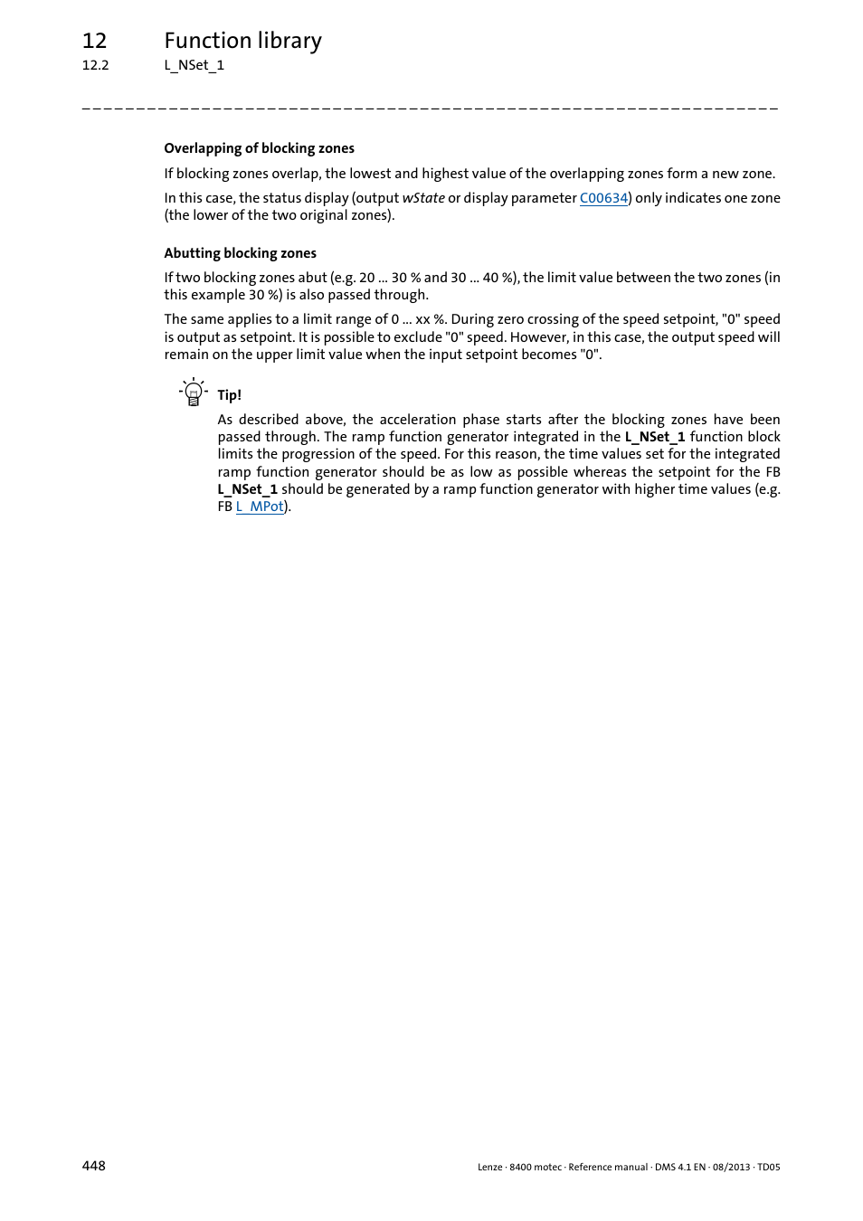 12 function library | Lenze 8400 motec User Manual | Page 448 / 518