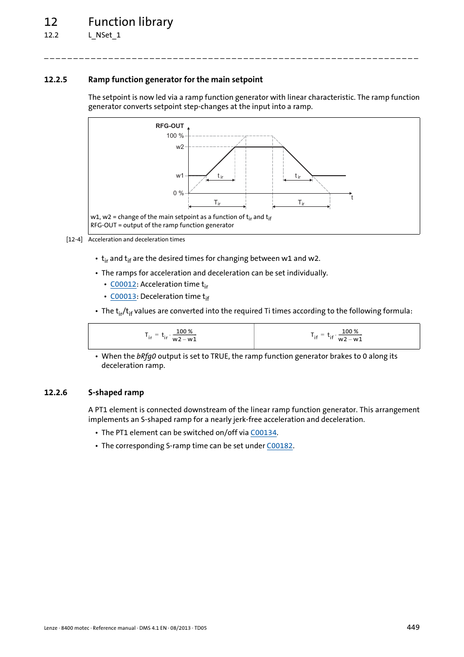 5 ramp function generator for the main setpoint, 6 s-shaped ramp, 12 function library | Lenze 8400 motec User Manual | Page 449 / 518