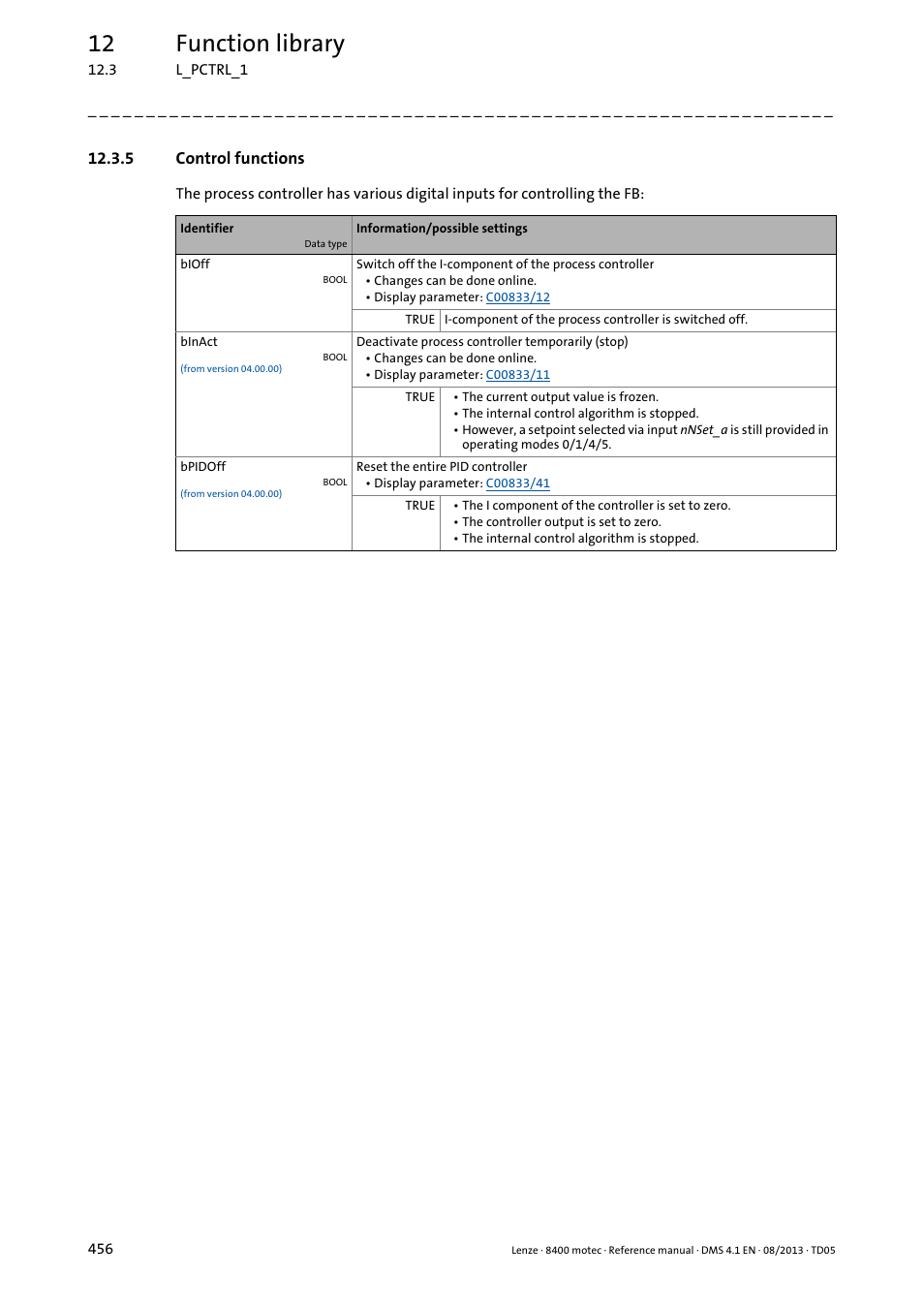 5 control functions, 12 function library | Lenze 8400 motec User Manual | Page 456 / 518