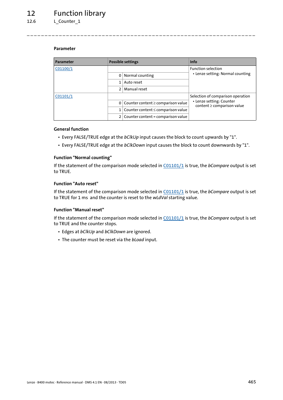 12 function library | Lenze 8400 motec User Manual | Page 465 / 518