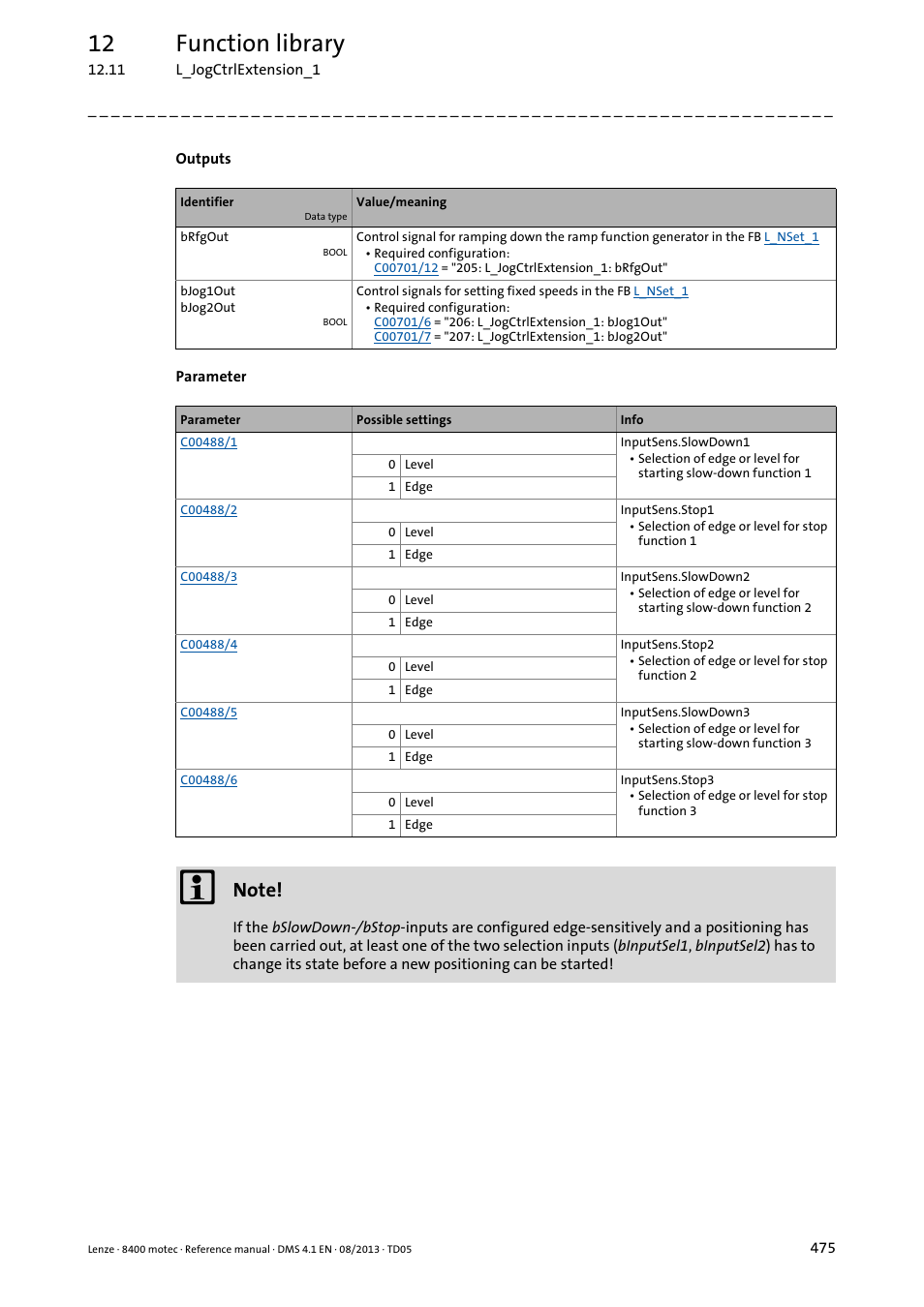 12 function library | Lenze 8400 motec User Manual | Page 475 / 518