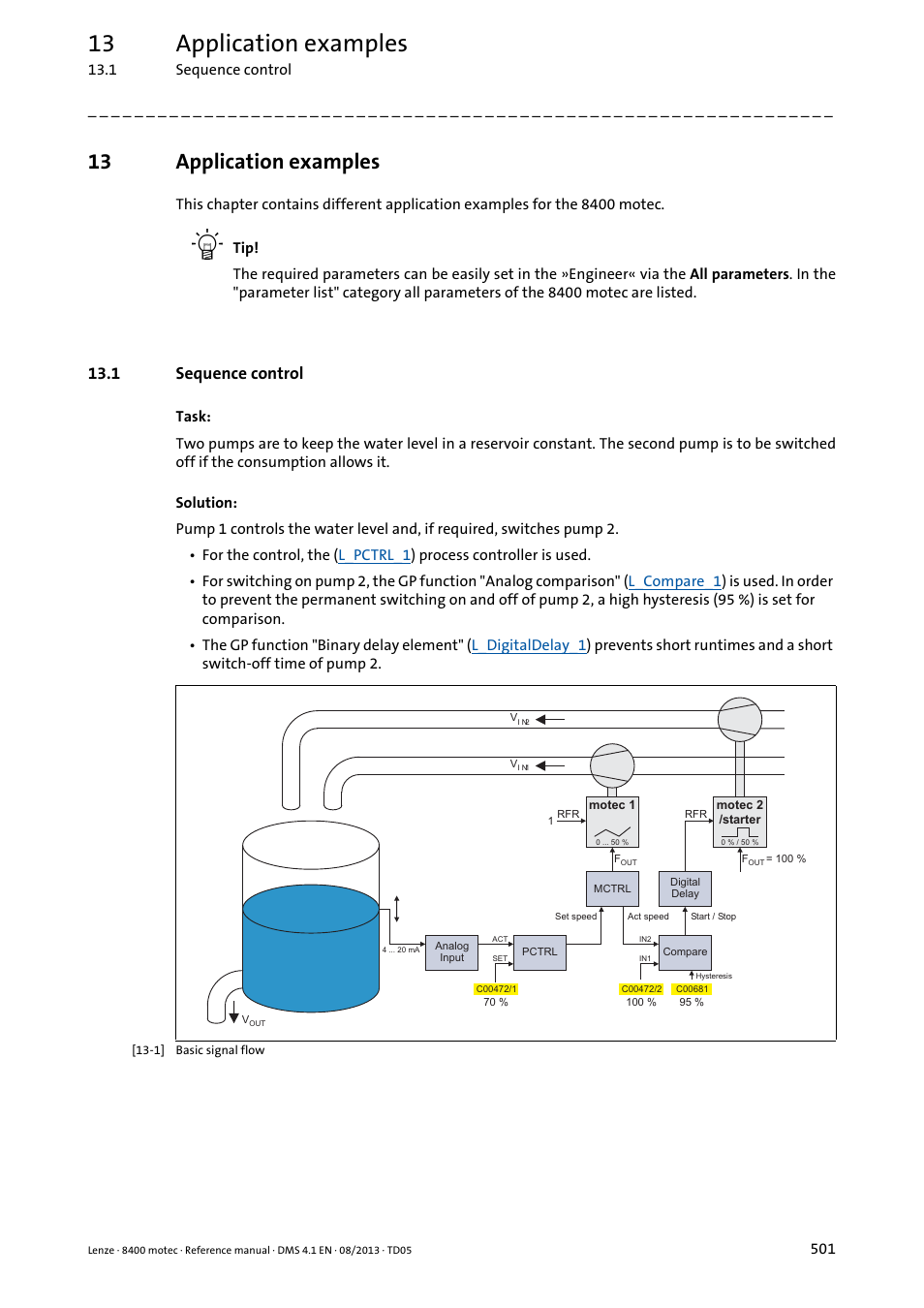 13 application examples, 1 sequence control, Application examples | Lenze 8400 motec User Manual | Page 501 / 518