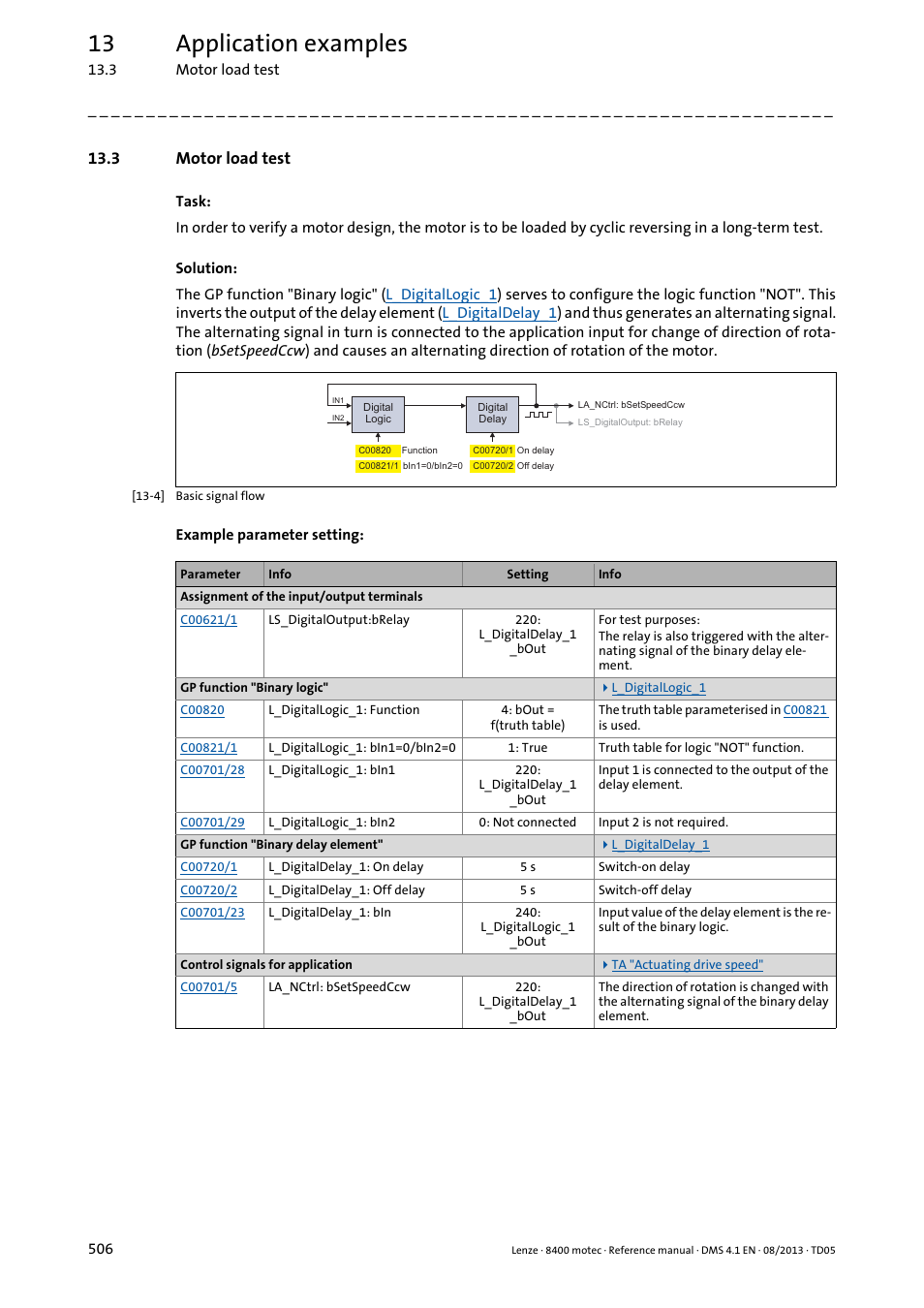 3 motor load test, 13 application examples | Lenze 8400 motec User Manual | Page 506 / 518