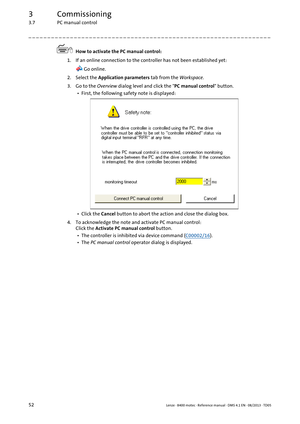 3commissioning | Lenze 8400 motec User Manual | Page 52 / 518