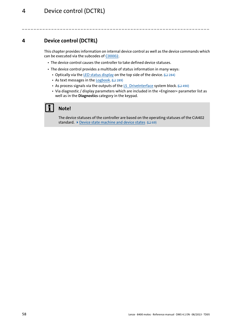 4 device control (dctrl), Device control (dctrl), 4device control (dctrl) | Lenze 8400 motec User Manual | Page 58 / 518