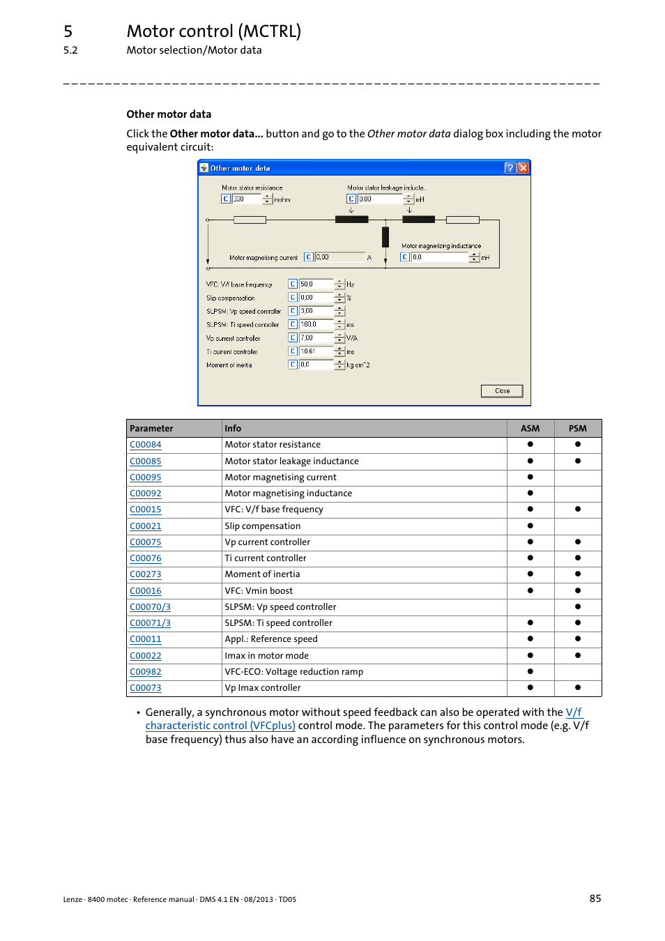 5motor control (mctrl) | Lenze 8400 motec User Manual | Page 85 / 518