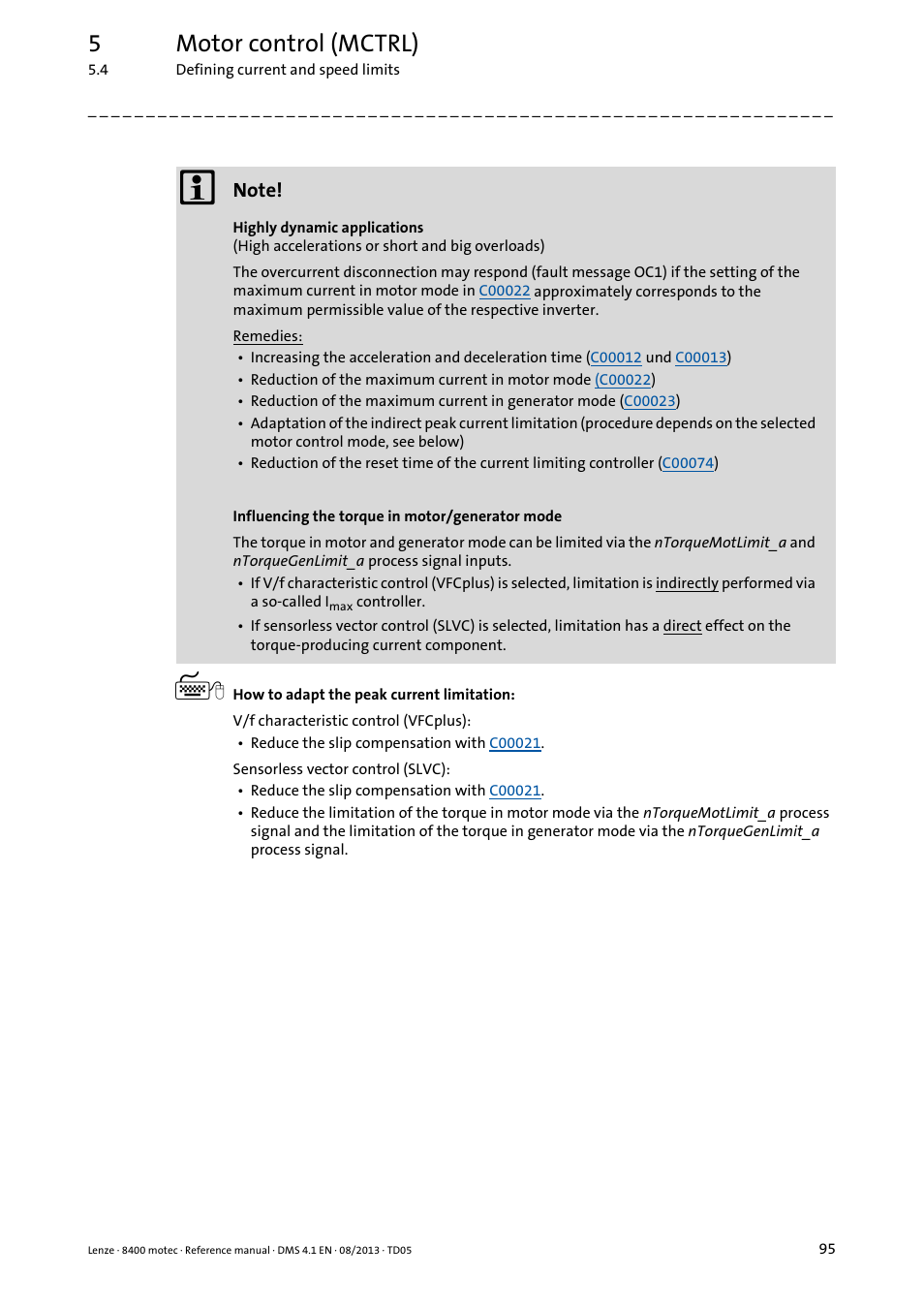 5motor control (mctrl) | Lenze 8400 motec User Manual | Page 95 / 518