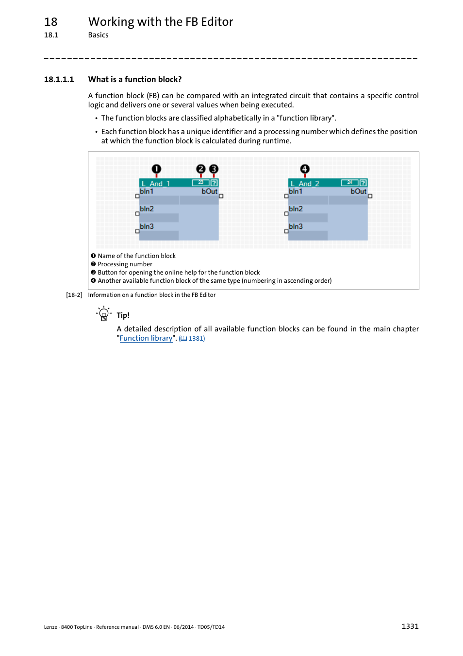 1 what is a function block, What is a function block? 1, 18 working with the fb editor | Lenze 8400 TopLine User Manual | Page 1331 / 1760