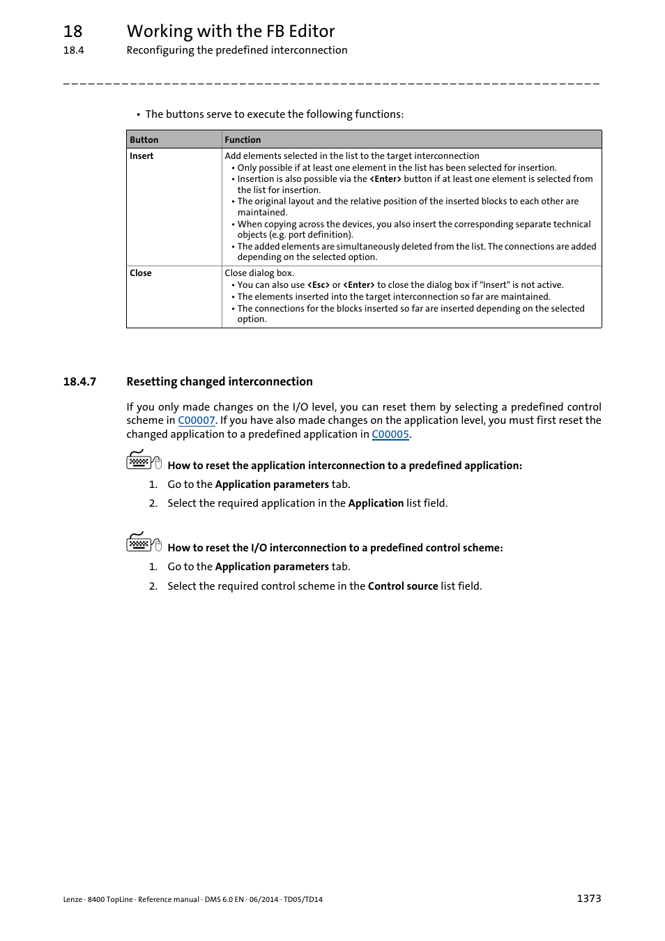 7 resetting changed interconnection, Resetting changed interconnection 3, Ation | Resetting changed interconnection, 18 working with the fb editor | Lenze 8400 TopLine User Manual | Page 1373 / 1760