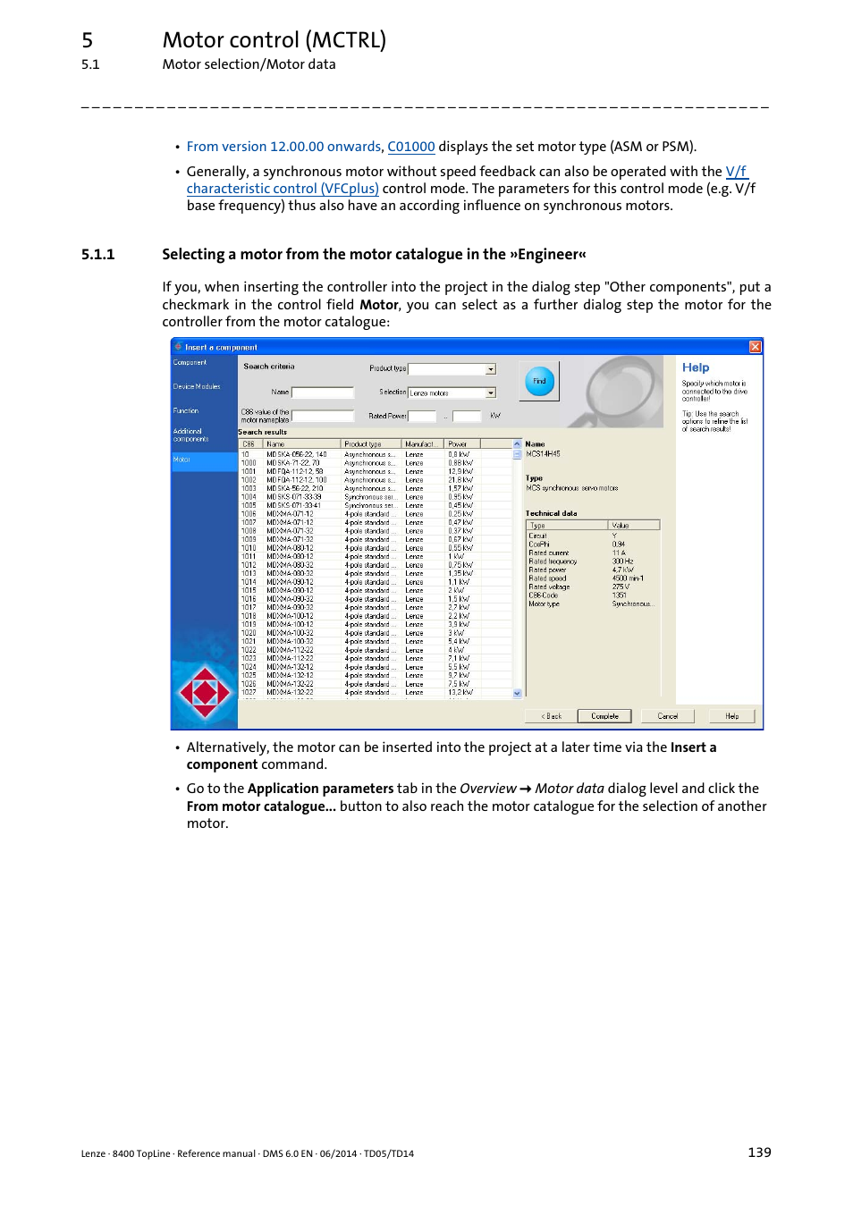 Motor, 5motor control (mctrl) | Lenze 8400 TopLine User Manual | Page 139 / 1760