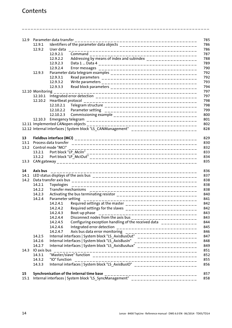 Lenze 8400 TopLine User Manual | Page 14 / 1760