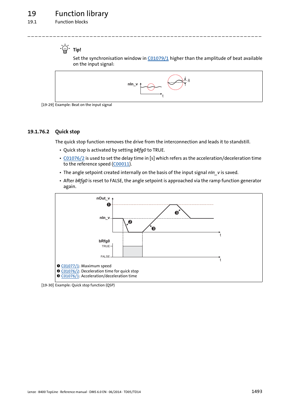 2 quick stop, Quick stop 3, 19 function library | Lenze 8400 TopLine User Manual | Page 1493 / 1760