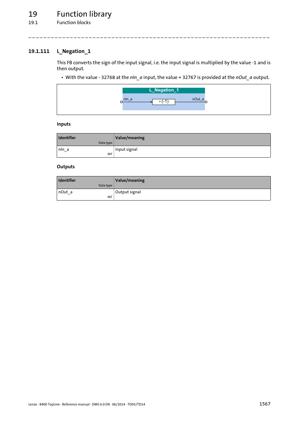 111 l_negation_1, 111 l_negation_1 7, L_negation_1 | 19 function library | Lenze 8400 TopLine User Manual | Page 1567 / 1760