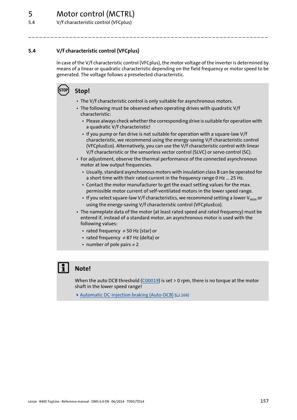 4 v/f characteristic control (vfcplus), V/f characteristic control (vfcplus), 5motor control (mctrl) | Lenze 8400 TopLine User Manual | Page 157 / 1760