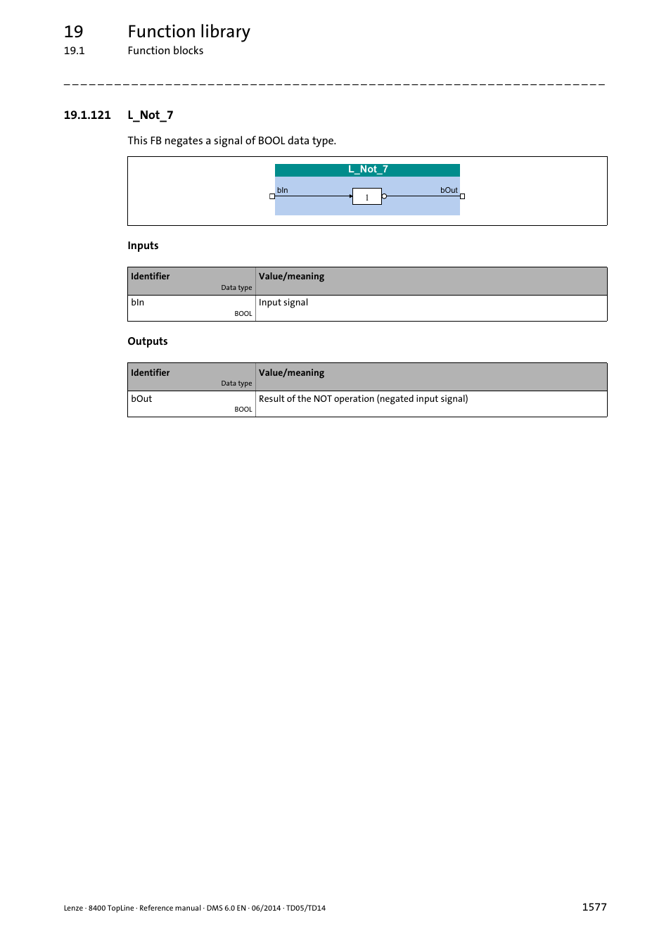 121 l_not_7, 121 l_not_7 7, L_not_7 | 19 function library | Lenze 8400 TopLine User Manual | Page 1577 / 1760