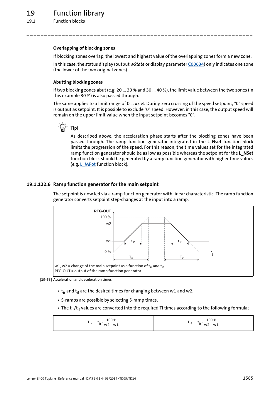 6 ramp function generator for the main setpoint, 6 ramp function generator for the main setpoint 5, 19 function library | Lenze 8400 TopLine User Manual | Page 1585 / 1760