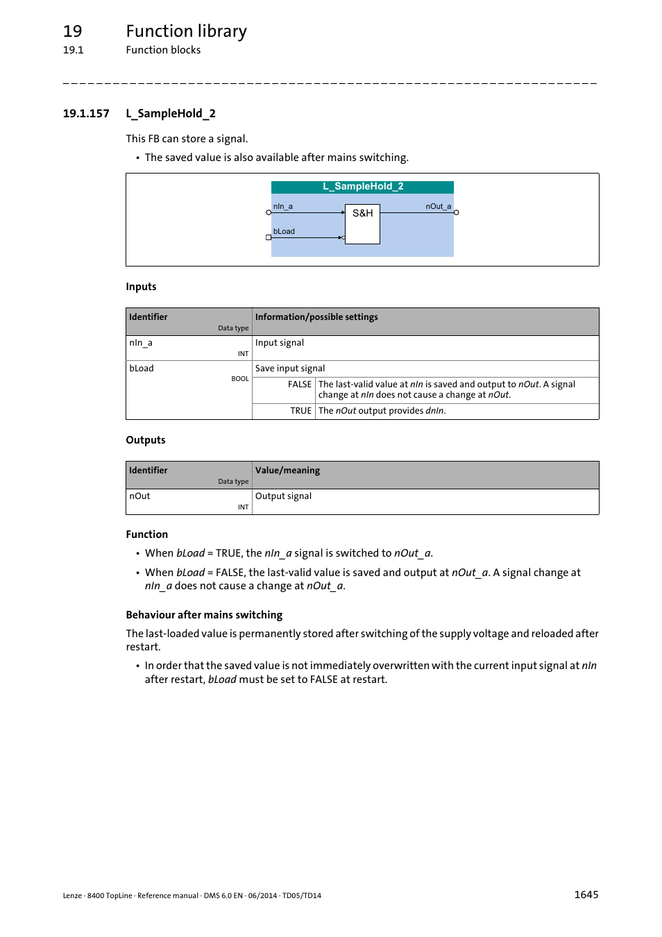 157 l_samplehold_2, 157 l_samplehold_2 5, L_samplehold_2 | 19 function library | Lenze 8400 TopLine User Manual | Page 1645 / 1760