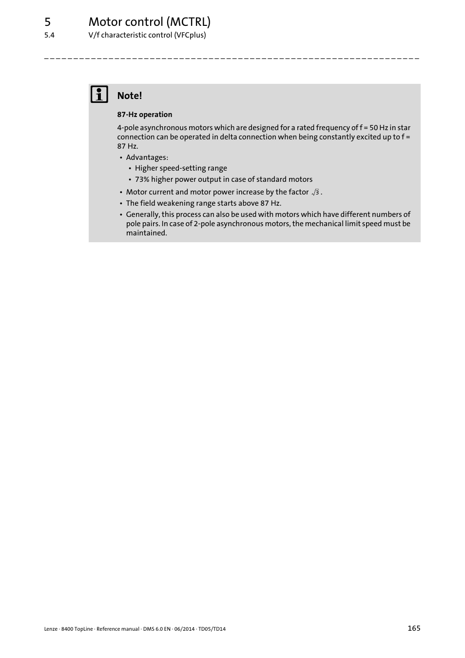 5motor control (mctrl) | Lenze 8400 TopLine User Manual | Page 165 / 1760