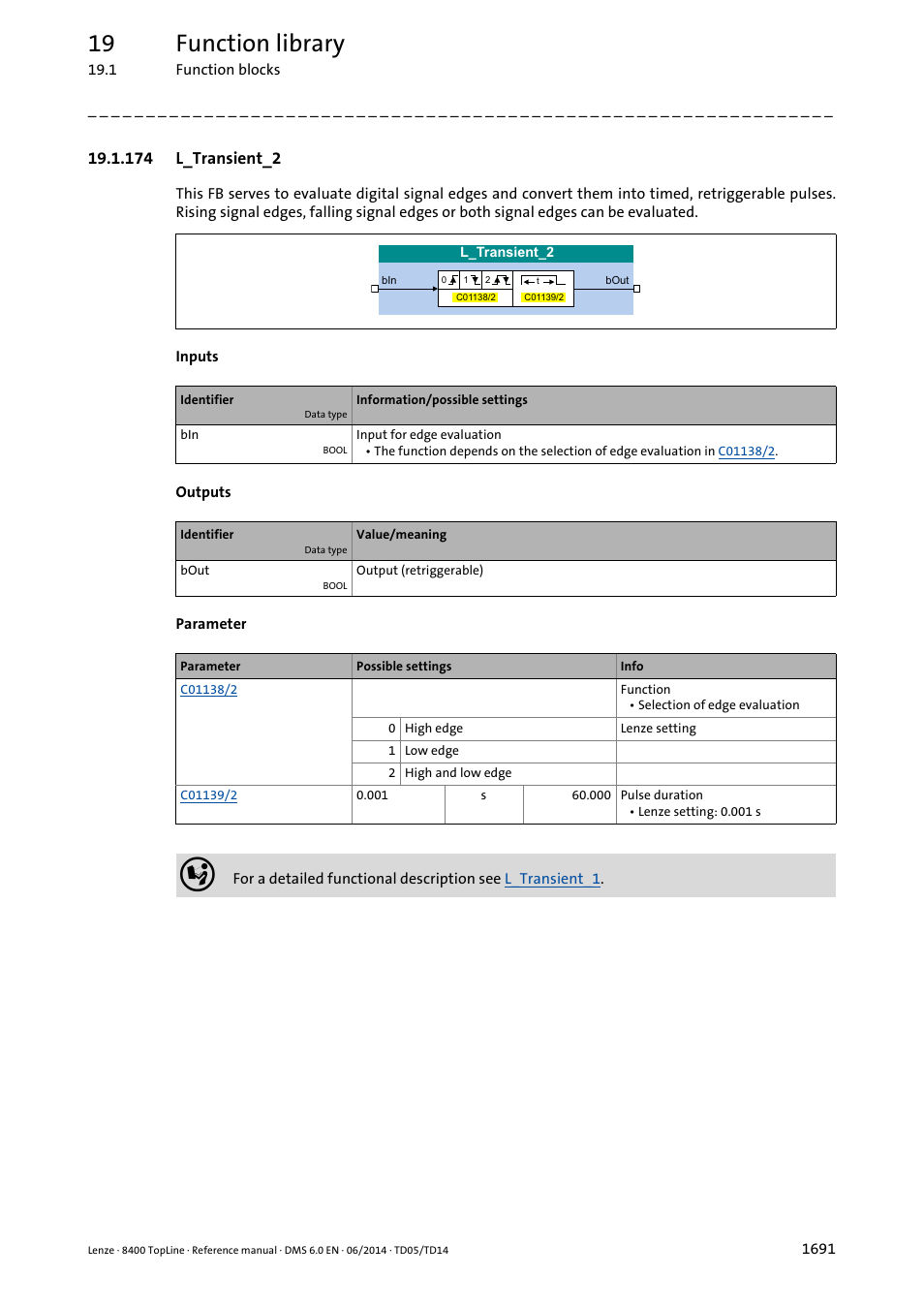 174 l_transient_2, 174 l_transient_2 1, L_transient_2 | 19 function library | Lenze 8400 TopLine User Manual | Page 1691 / 1760