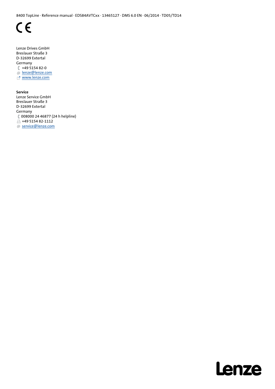 Lenze 8400 TopLine User Manual | Page 1760 / 1760