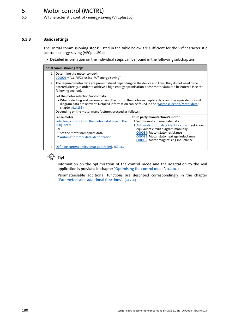 3 basic settings, Basic settings, 5motor control (mctrl) | Lenze 8400 TopLine User Manual | Page 180 / 1760