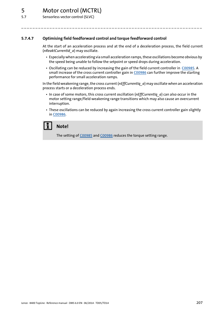 5motor control (mctrl) | Lenze 8400 TopLine User Manual | Page 207 / 1760