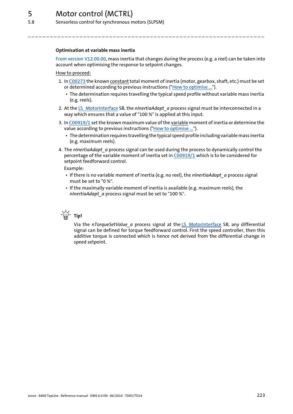 5motor control (mctrl) | Lenze 8400 TopLine User Manual | Page 223 / 1760