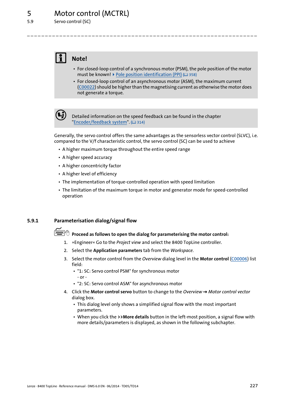 1 parameterisation dialog/signal flow, Parameterisation dialog/signal flow, 5motor control (mctrl) | Lenze 8400 TopLine User Manual | Page 227 / 1760