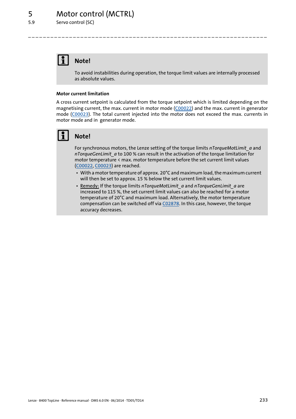 5motor control (mctrl) | Lenze 8400 TopLine User Manual | Page 233 / 1760