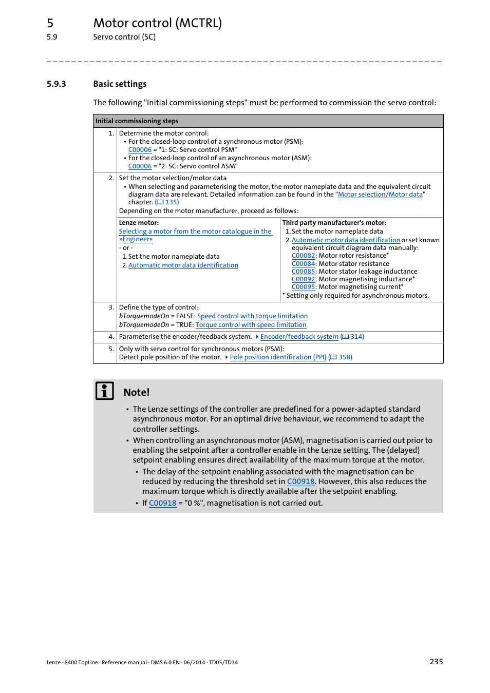 3 basic settings, Basic settings, 5motor control (mctrl) | Lenze 8400 TopLine User Manual | Page 235 / 1760