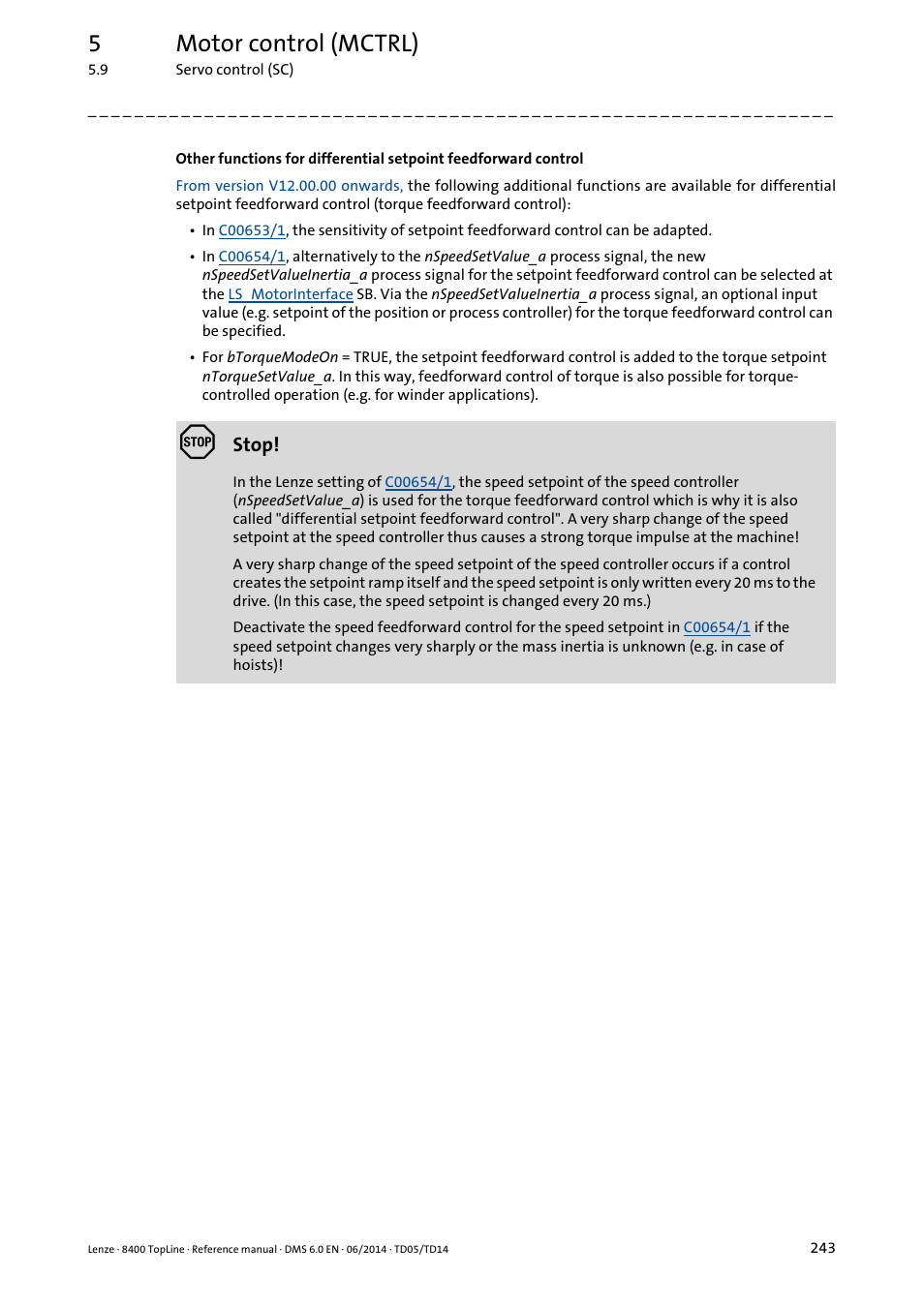 5motor control (mctrl) | Lenze 8400 TopLine User Manual | Page 243 / 1760