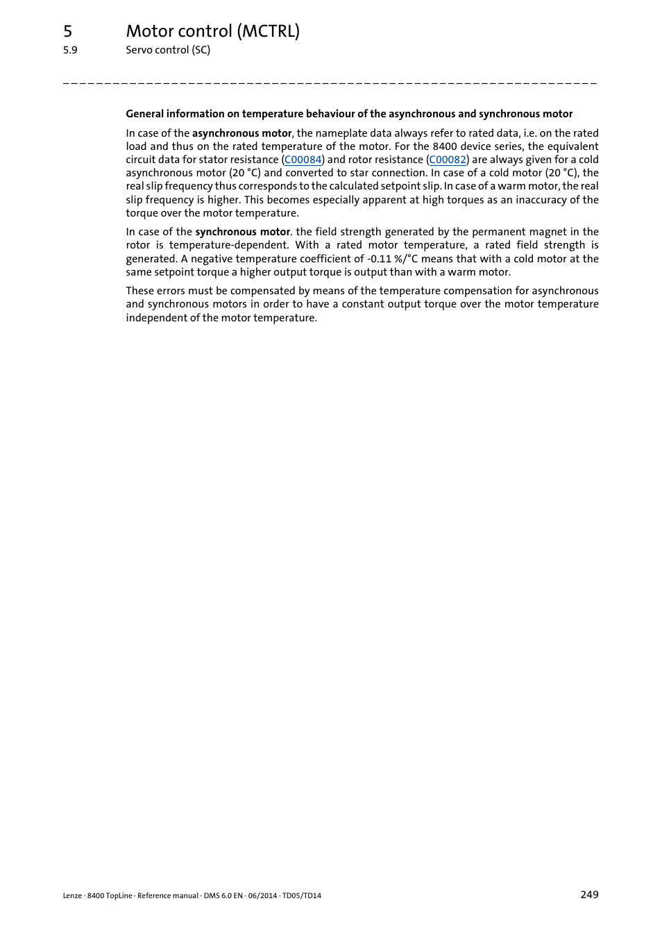 5motor control (mctrl) | Lenze 8400 TopLine User Manual | Page 249 / 1760