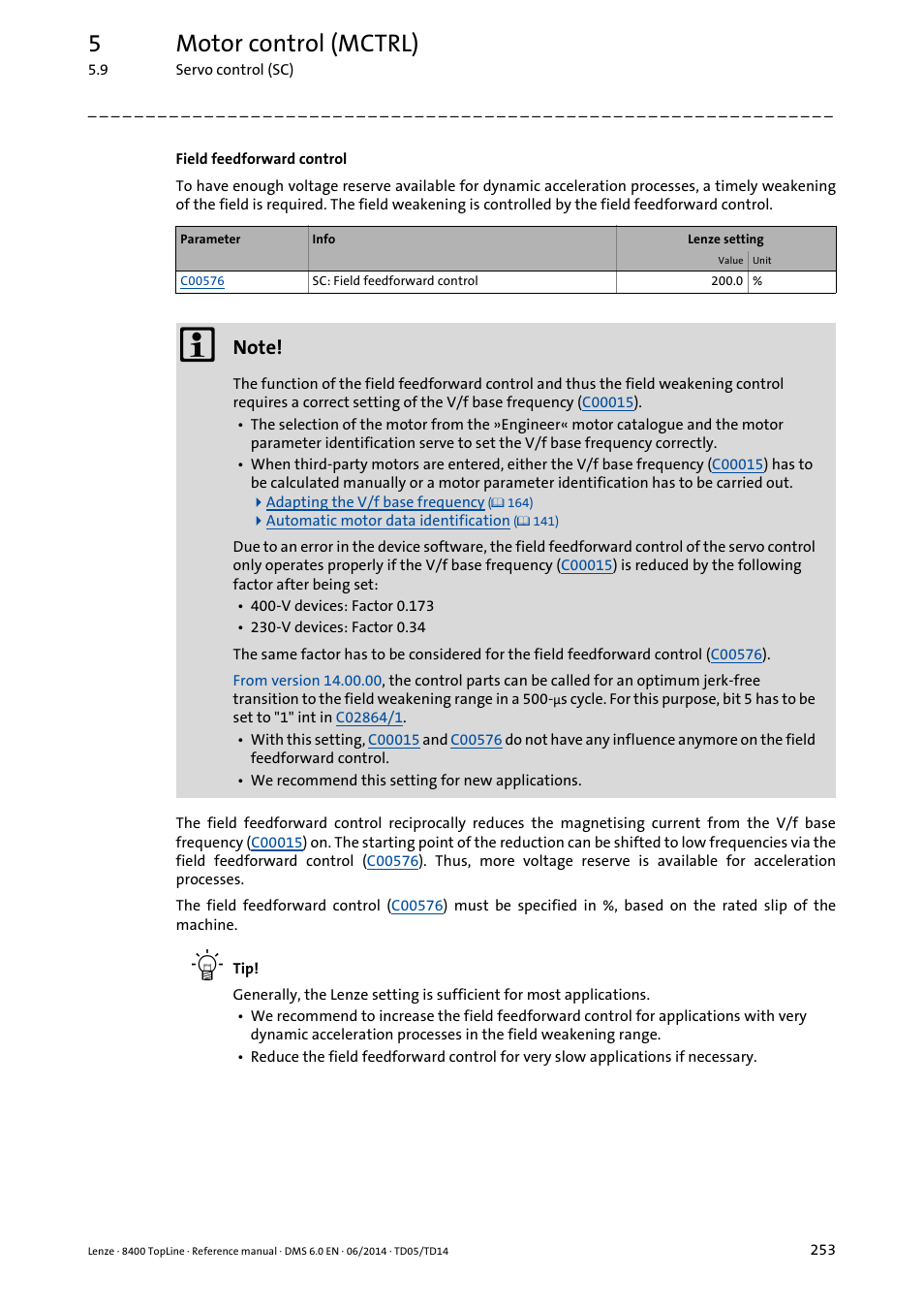 5motor control (mctrl) | Lenze 8400 TopLine User Manual | Page 253 / 1760