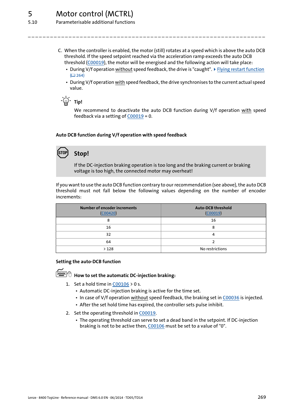 5motor control (mctrl), Stop | Lenze 8400 TopLine User Manual | Page 269 / 1760