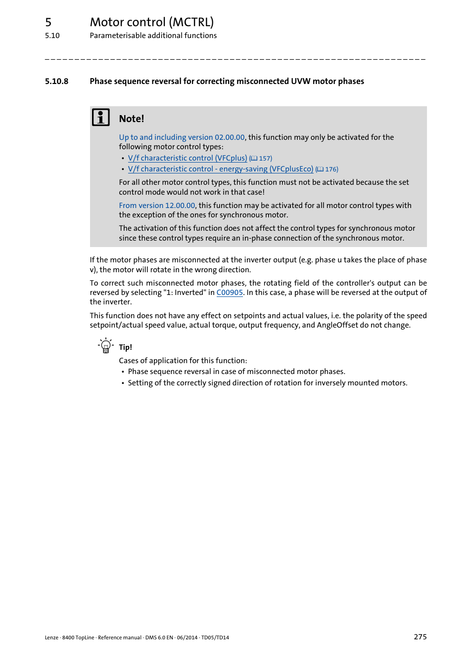 5motor control (mctrl) | Lenze 8400 TopLine User Manual | Page 275 / 1760