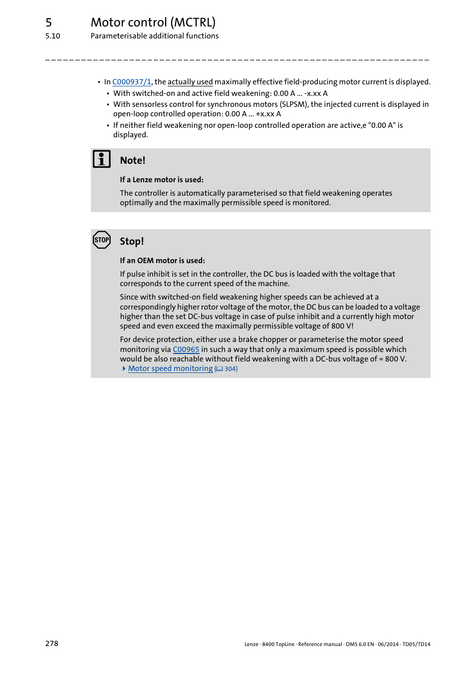 5motor control (mctrl) | Lenze 8400 TopLine User Manual | Page 278 / 1760