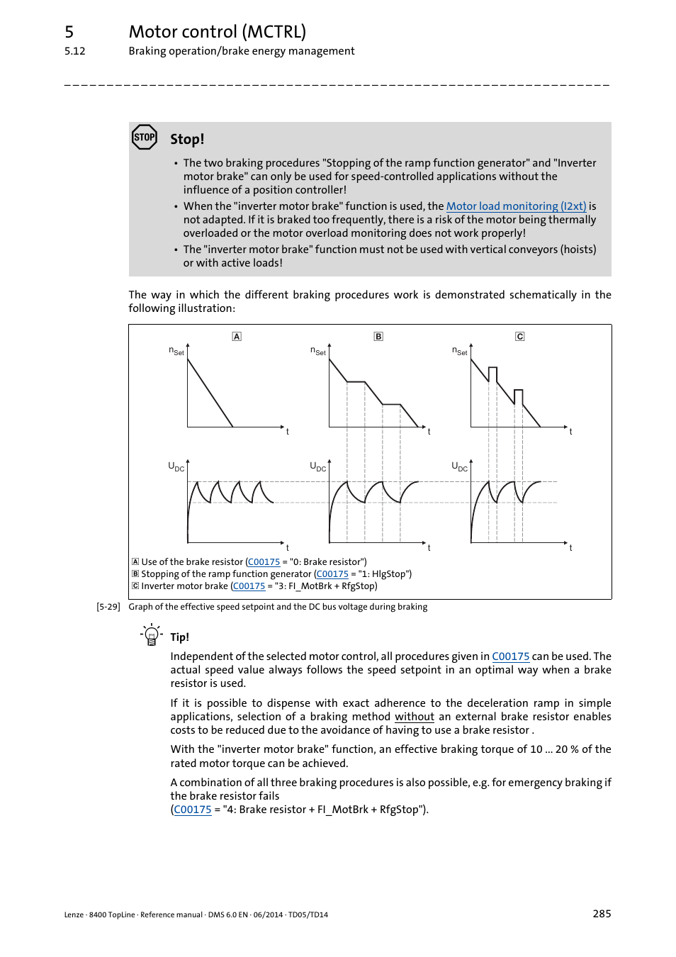 5motor control (mctrl), Stop | Lenze 8400 TopLine User Manual | Page 285 / 1760