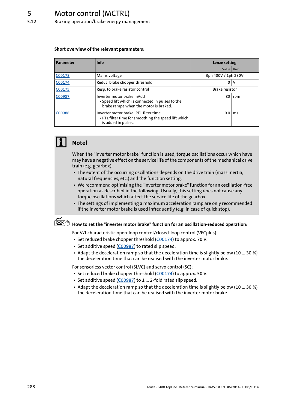 5motor control (mctrl) | Lenze 8400 TopLine User Manual | Page 288 / 1760