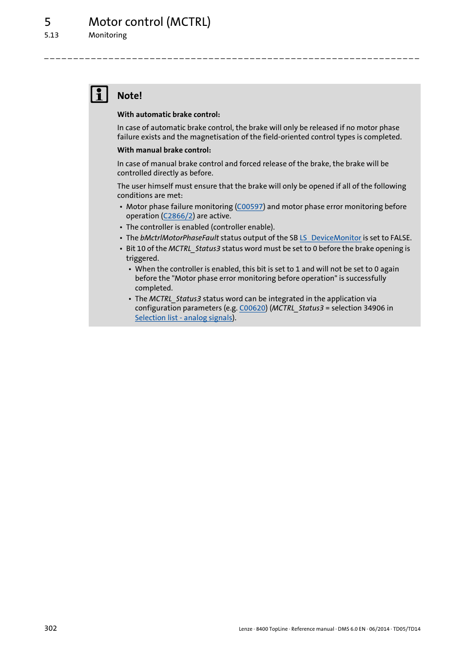 5motor control (mctrl) | Lenze 8400 TopLine User Manual | Page 302 / 1760