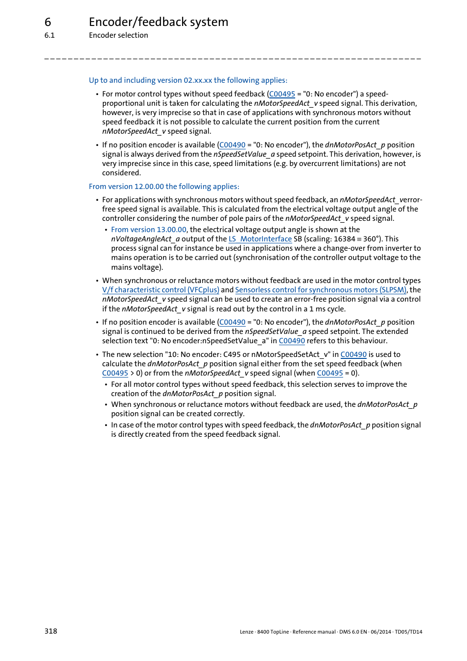 6encoder/feedback system | Lenze 8400 TopLine User Manual | Page 318 / 1760