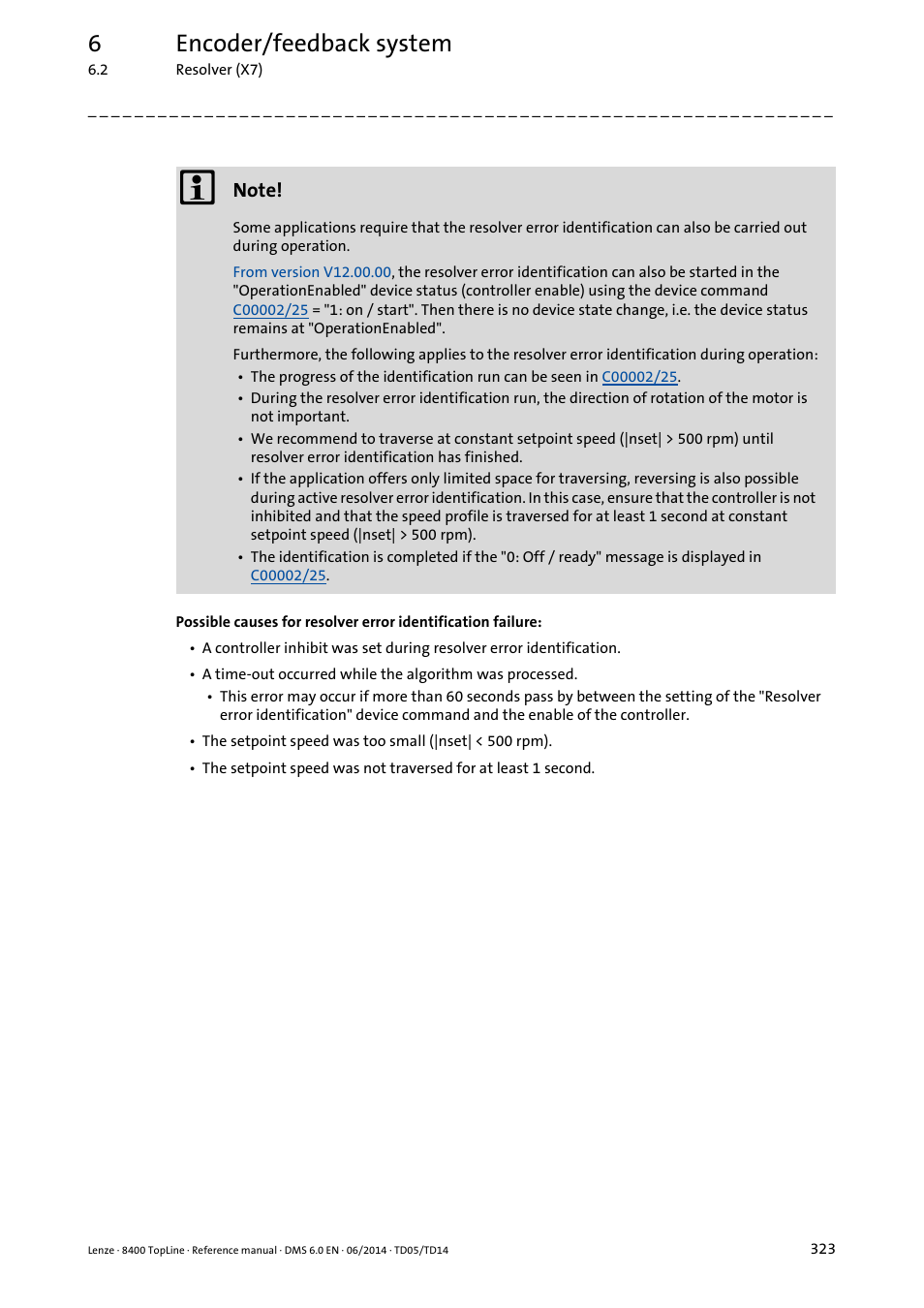 6encoder/feedback system | Lenze 8400 TopLine User Manual | Page 323 / 1760