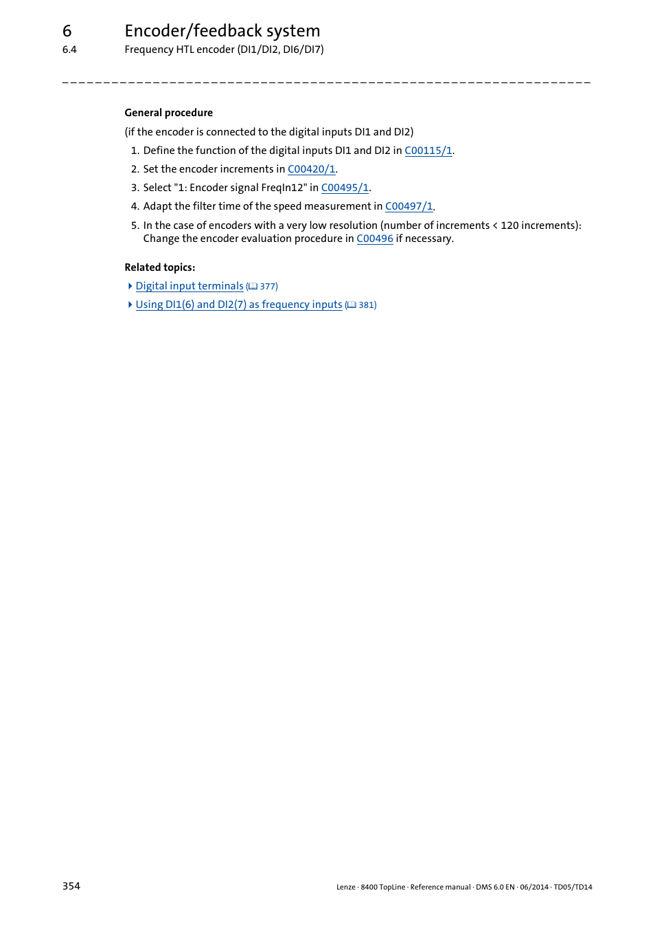 6encoder/feedback system | Lenze 8400 TopLine User Manual | Page 354 / 1760