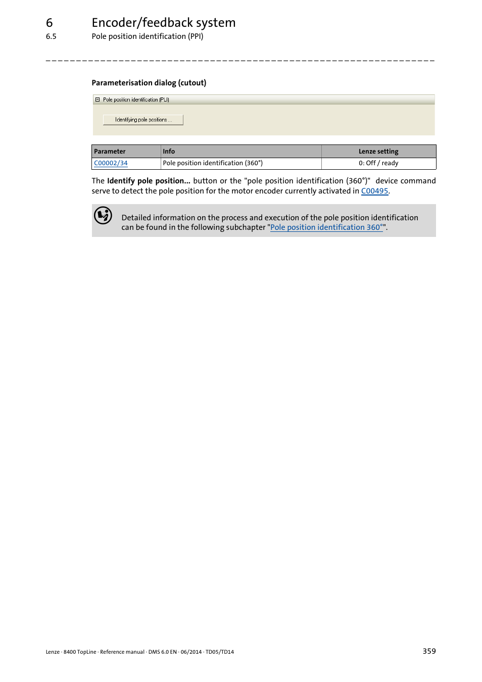 6encoder/feedback system | Lenze 8400 TopLine User Manual | Page 359 / 1760