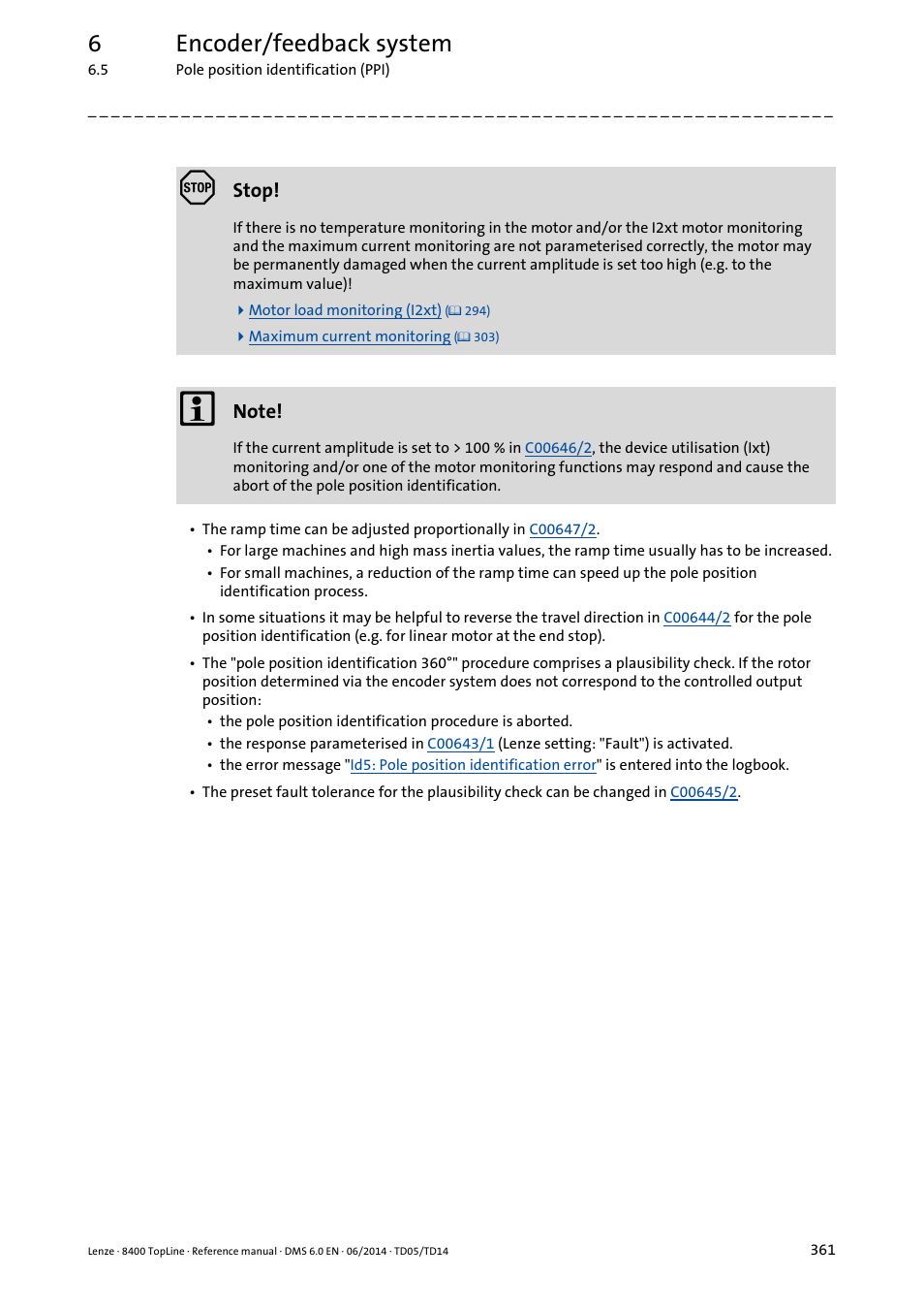 6encoder/feedback system | Lenze 8400 TopLine User Manual | Page 361 / 1760