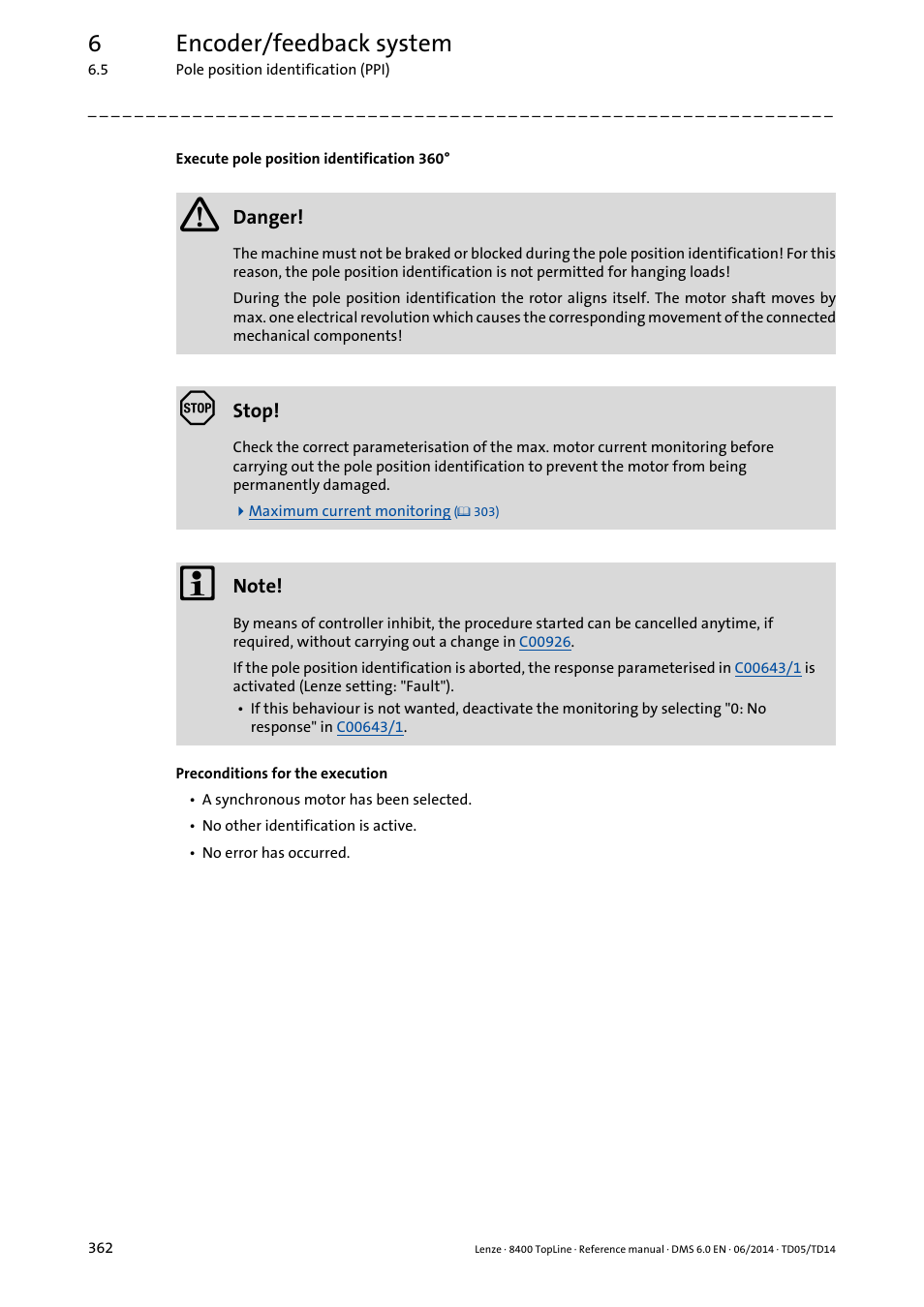 6encoder/feedback system | Lenze 8400 TopLine User Manual | Page 362 / 1760