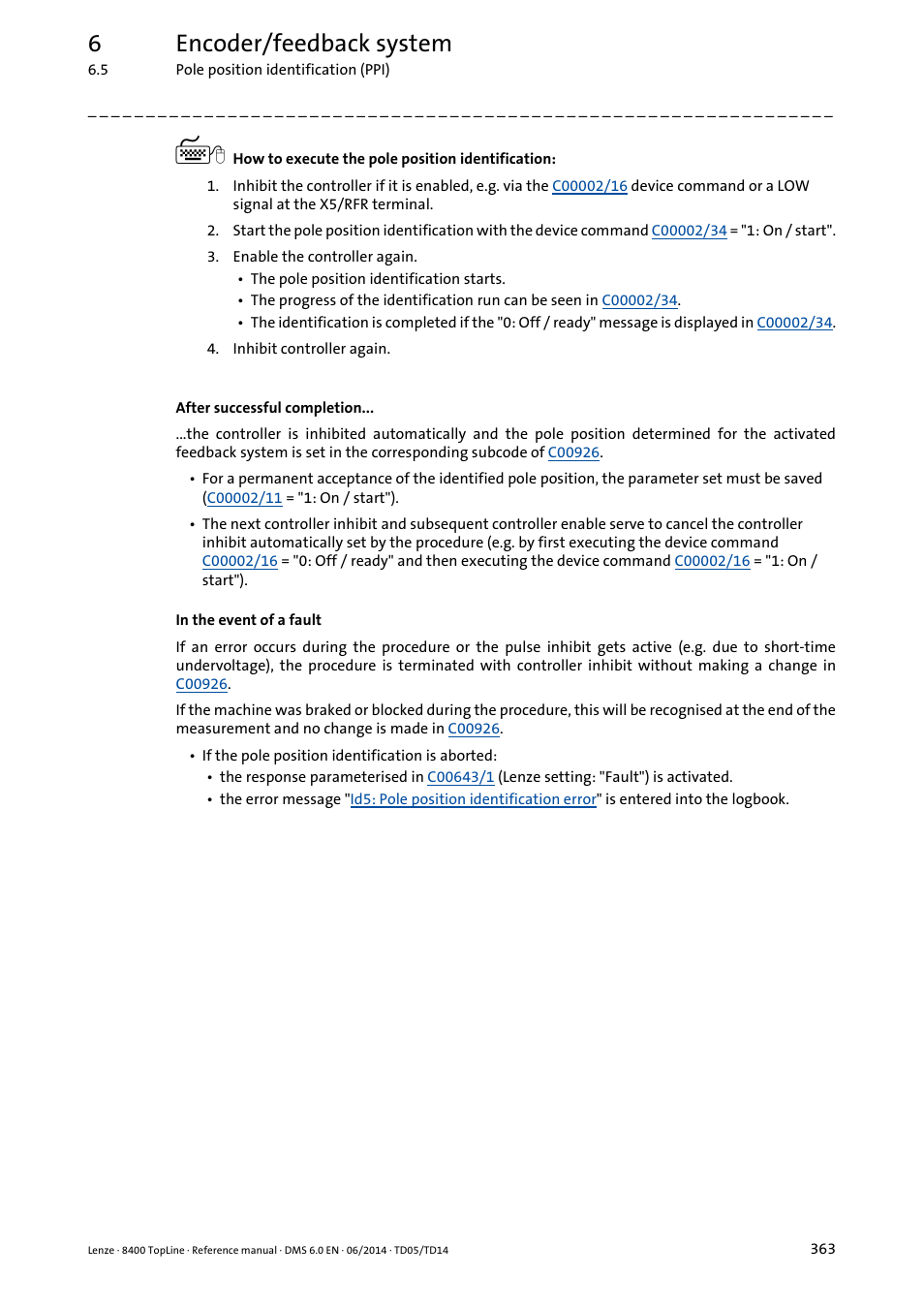 6encoder/feedback system | Lenze 8400 TopLine User Manual | Page 363 / 1760