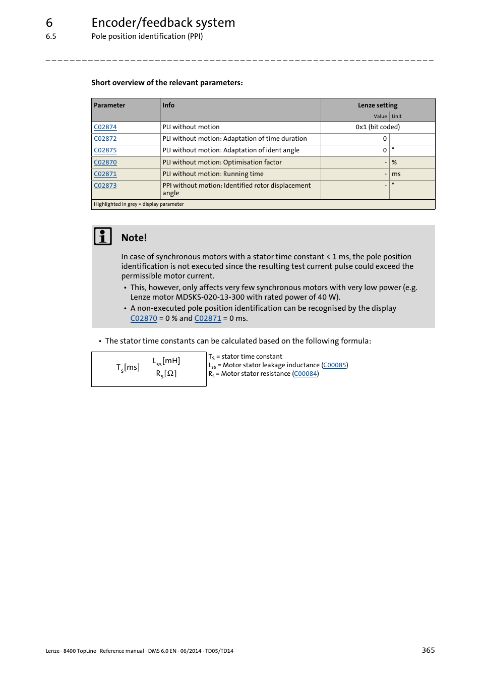 6encoder/feedback system | Lenze 8400 TopLine User Manual | Page 365 / 1760