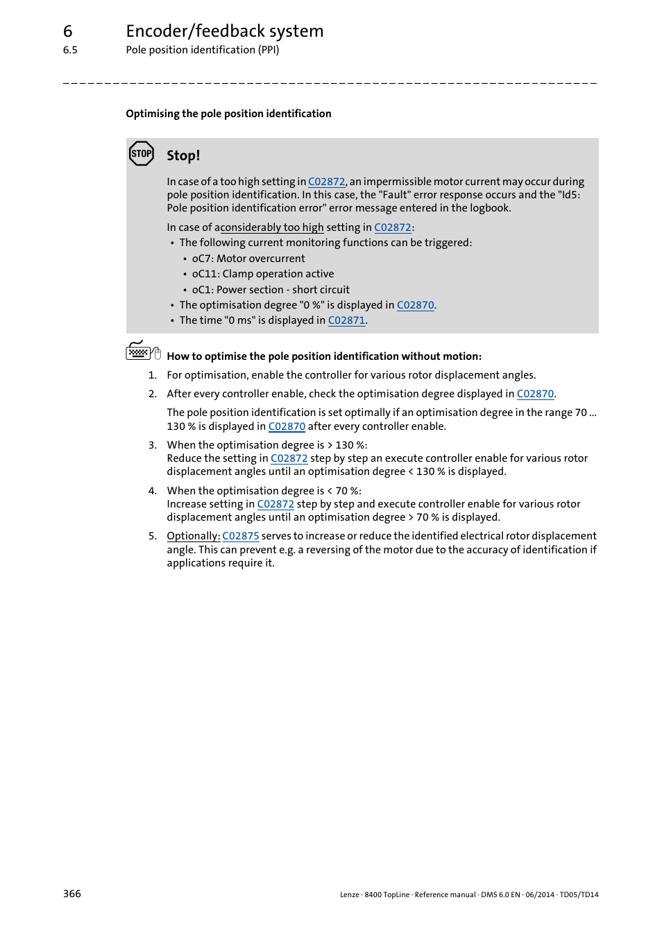 6encoder/feedback system | Lenze 8400 TopLine User Manual | Page 366 / 1760