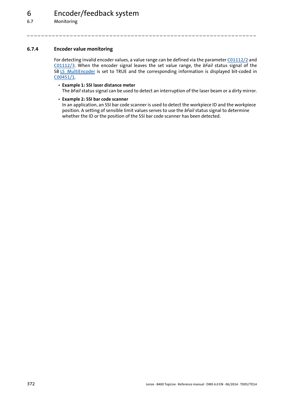 4 encoder value monitoring, Encoder value monitoring, 6encoder/feedback system | Lenze 8400 TopLine User Manual | Page 372 / 1760