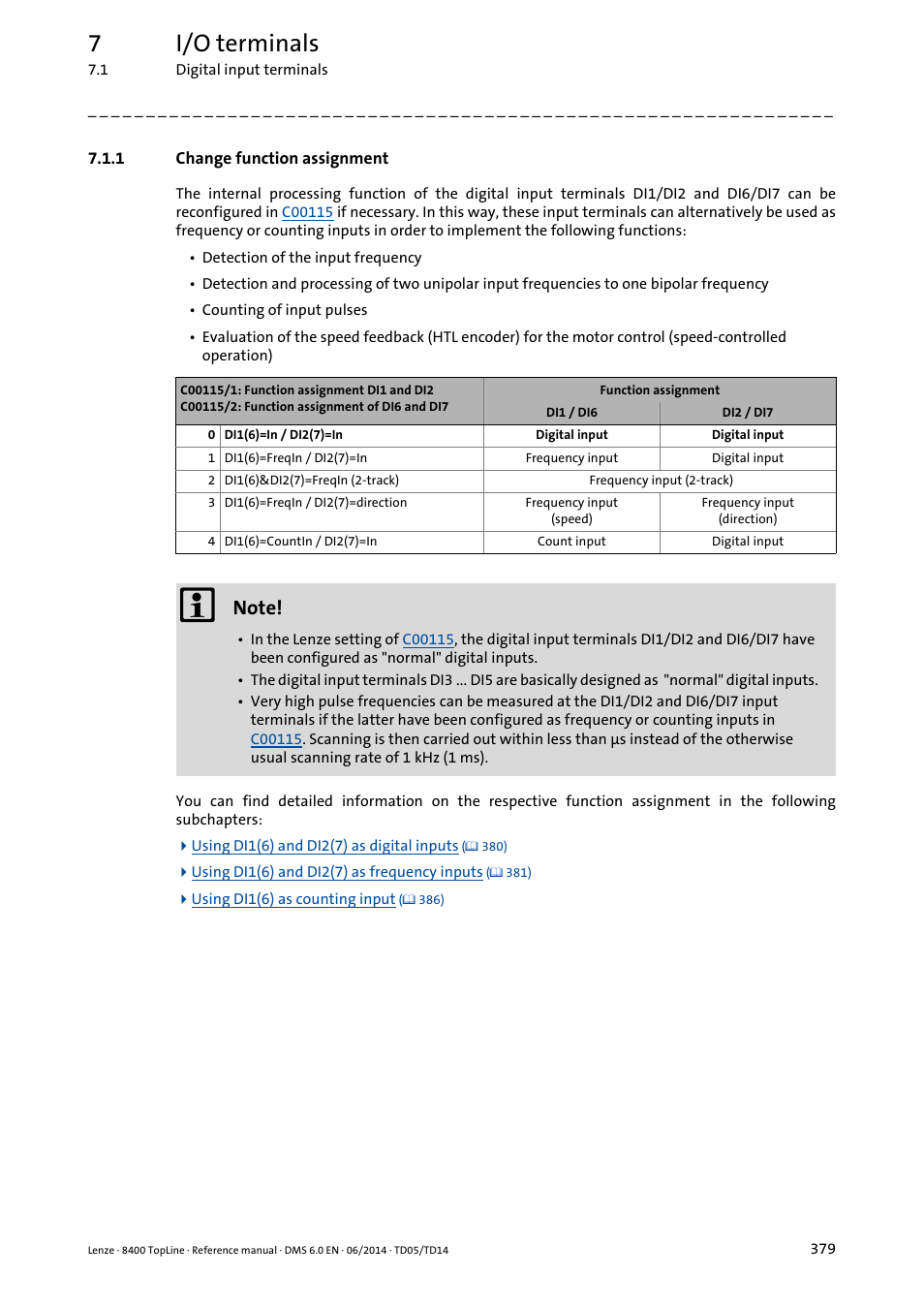 1 change function assignment, Change function assignment, Change function assignment ( 379) | 7i/o terminals | Lenze 8400 TopLine User Manual | Page 379 / 1760